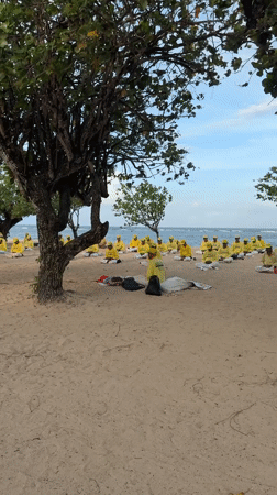 Group meditation session held on Denpasar beach