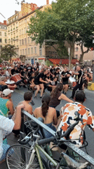 Drumming and dancing takeover a Lyon street.
