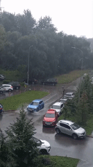 Heavy downpour floods streets in Kazan residential area