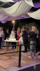 Wedding celebration with fireworks and champagne tower in Serbia
