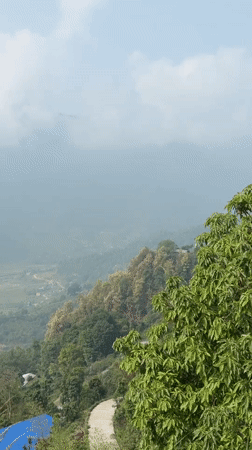 Dawn valley view captured from hillside overlooking Pokhara