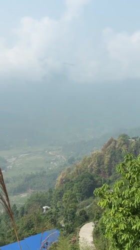Dawn valley view captured from hillside overlooking Pokhara