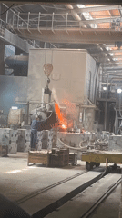 Molten metal pouring operations conducted at Plovdiv metallurgical plant