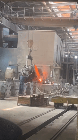Molten metal pouring operations conducted at Plovdiv metallurgical plant