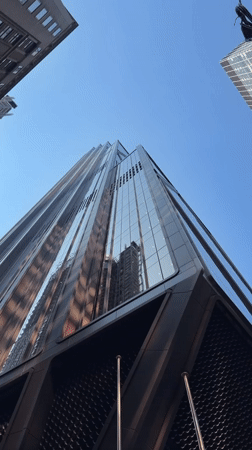 Midtown skyline and ornate interior ceiling, one July evening