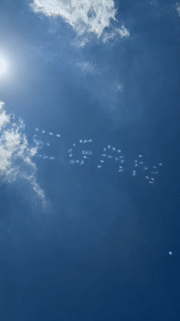 Skywriting message drifts over NYC the day before July 4th
