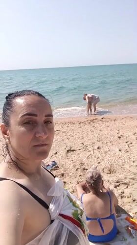 Clear summer day on a quiet Russian Black Sea beach