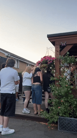 Dancing on a wooden deck at a Guildford gathering