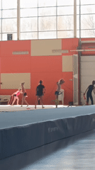 Young gymnasts practice rhythmic gymnastics in Krasnoyarsk training facility