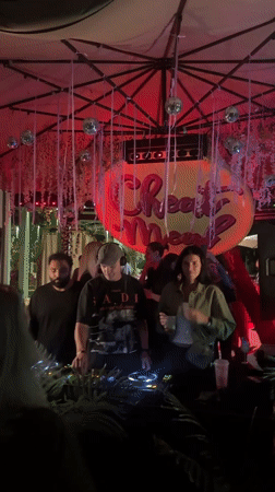 Outdoor DJ night party in Moscow, disco balls and all