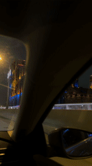 Night drive recorded through Yekaterinburg streets from car interior