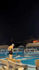 Water polo and swimming at night in 6th of October City