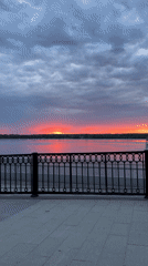 Dramatic sunset documented over Kama River in Perm, Russia