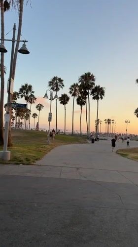 Venice Beach boardwalk at golden hour, two angles