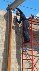 Construction welding work documented in Chaikovsky, Russia