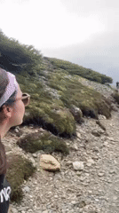 Hiker spotted on trail overlooking Ushuaia and Beagle Channel