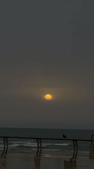 Misty sunset captured over Tel-Aviv coastline