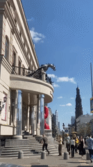 Ordinary morning street life documented in Kazan pedestrian district