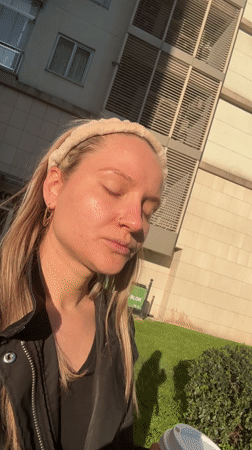 Woman documents early morning skincare routine in Istanbul
