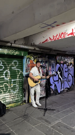 Live acoustic set in a Tbilisi graffiti underpass