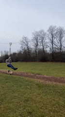 Zipline rider and merry-go-round family enjoy outdoor recreation