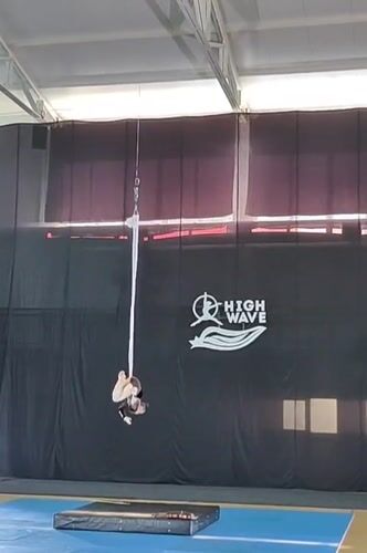 Aerial silks training session at the HIGH WAVE gym, Ukraine