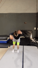 Gymnasts practice flips and tumbling at Krasnoyarsk gym