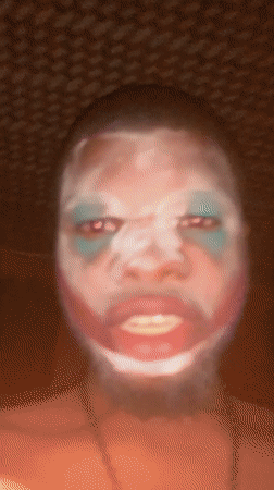 Person in clown makeup documented in Nkpor, Nigeria