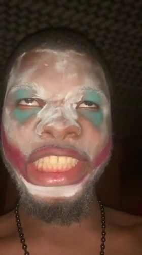 Person in clown makeup documented in Nkpor, Nigeria