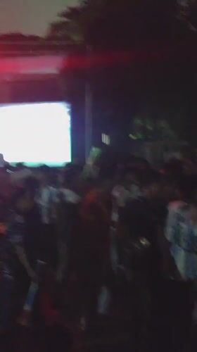 Dhaka crowd watches Spain vs Argentina on outdoor screen
