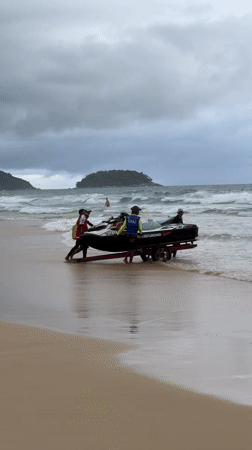 Karon Beach on an overcast morning, storm building offshore