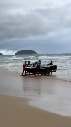 Karon Beach on an overcast morning, storm building offshore