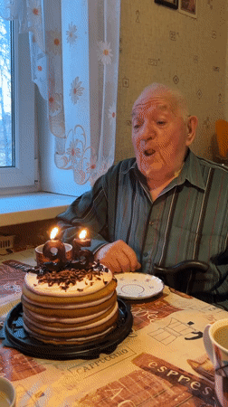 95-year-old celebrates birthday in Klin, Russia