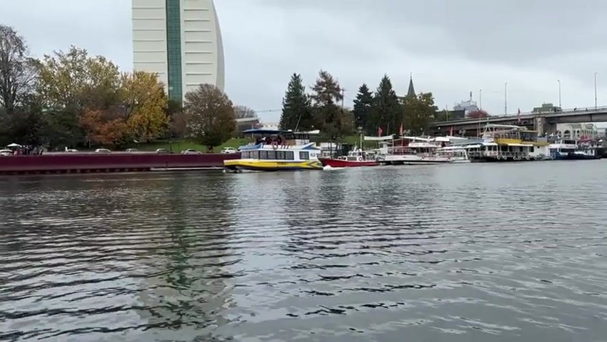 Evening boat activity observed along Valdivia Chile waterfront