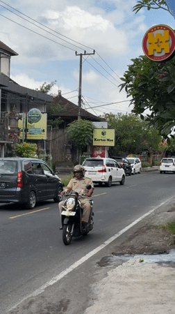 Normal traffic activity observed in Ubud District, Indonesia
