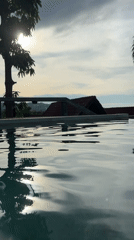 Quiet morning activities captured in Thai household kitchen and pool