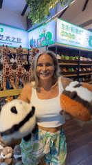 Plush toys and live quail at a Wuxing District shop