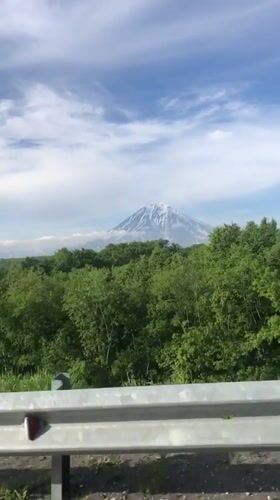 Road trip through Svetly with Kamchatka volcanoes on the horizon