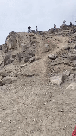Mountain biker navigates rocky course in Trujillo, Peru
