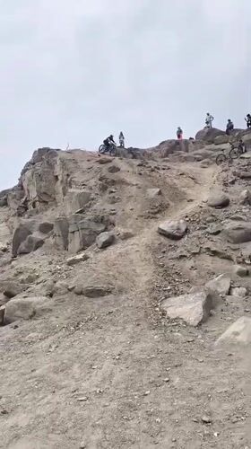 Mountain biker navigates rocky course in Trujillo, Peru