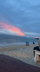Sunset hour at Lepas Senja beach café, Monikeun