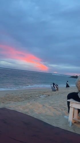 Sunset hour at Lepas Senja beach café, Monikeun
