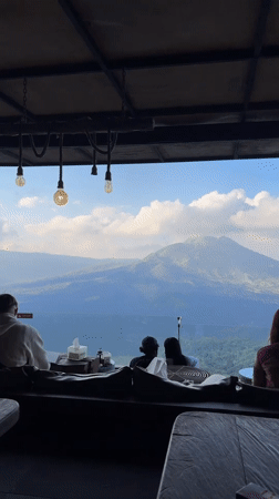 Morning views over Lake Batur from Kintamani's hilltop terrace
