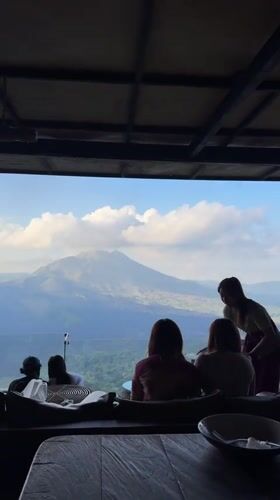 Morning views over Lake Batur from Kintamani's hilltop terrace