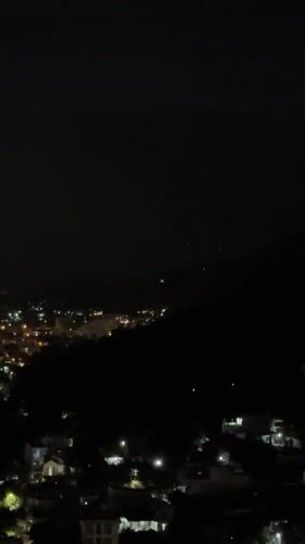Nighttime aerial view captured of lit Bac Nha Trang Ward