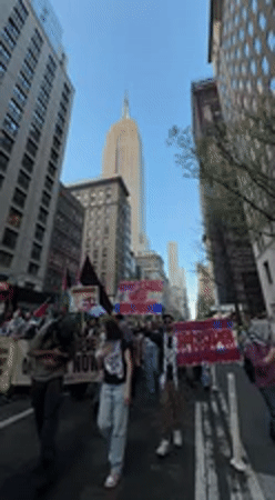 Large protest march observed in New York City streets