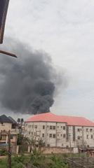 Dark smoke plume rises over Nkpor, Nigeria