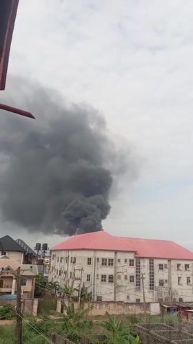 Dark smoke plume rises over Nkpor, Nigeria