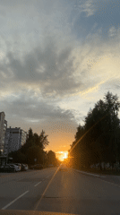 Summer sunset evening across Chaikovsky, Russia