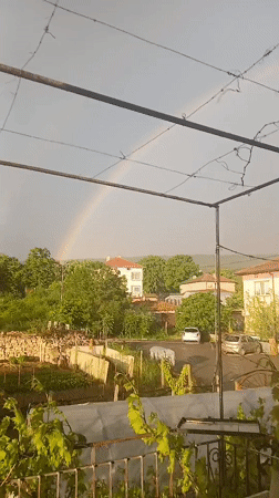 Double rainbow appears over Bulgarian village of Obrochishte